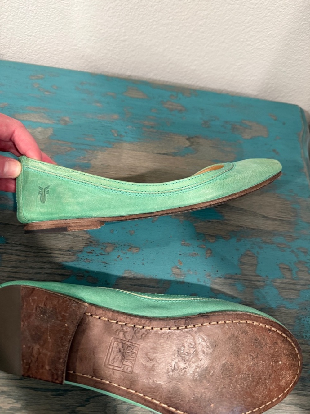 Frye Carson Ballet Flats Mint Green—9 - Picture 9 of 10